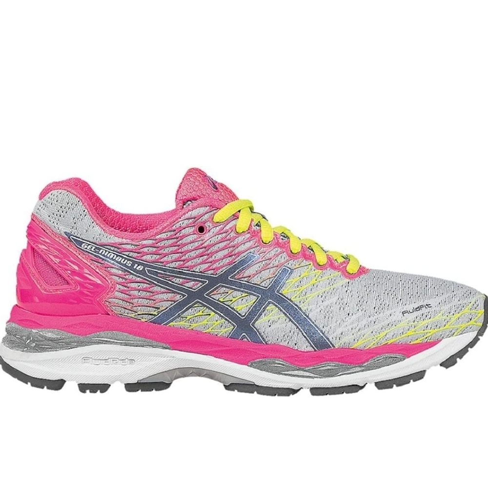 ASICS GEL-NIMBUS 18 - RUNNING SHOES - WOMEN'S - SILVER/TITANIUM/HOT PINK